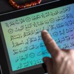 Adult learning Quran online at home.